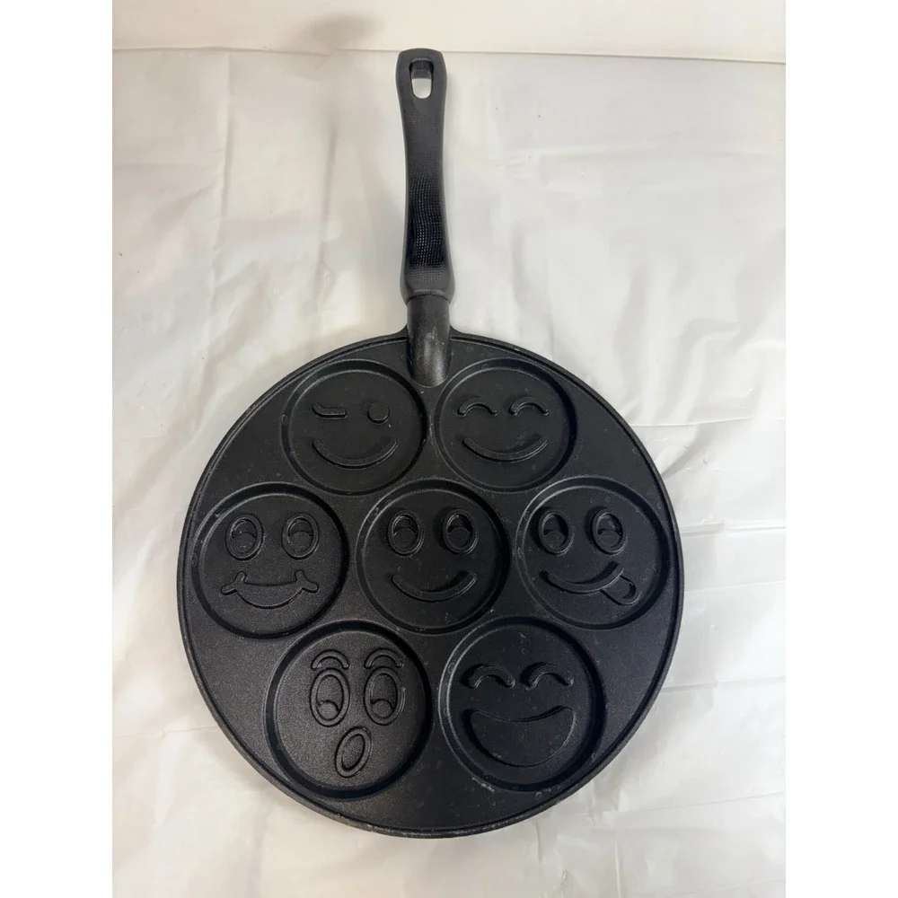 NORDIC WARE Smiley Face Pancake Pan Heavy Cast Aluminum Nonstick 7 Faces